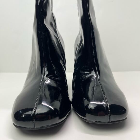 Torrid Stretch Black Patent Faux Leather WIDE Ankle Boots - Picture 3 of 10